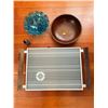 Image 1 : Hot Plate With Glass And Wooden Candy Bowls