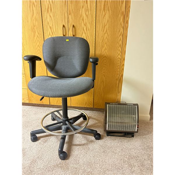 Vintage General Electric Space Heater And Rolling Office Chair