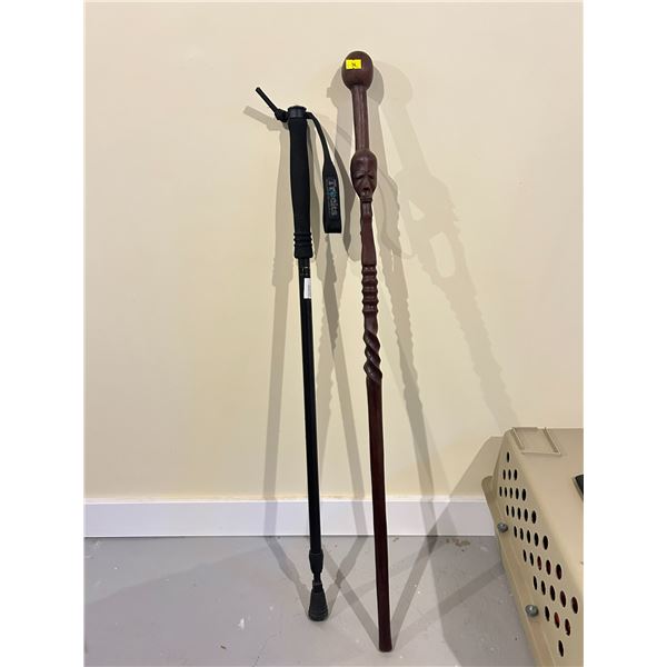 Hand Carved African Style Wooden Walking Stick And Adjustable Walking Stick