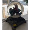 Image 2 : Vintage Glass Santa Snow Globe, With Santa Ceramic Figurine & Artificial Christmas Plant