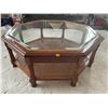 Image 1 : Vintage Hardwood Octagon Two Tiered Coffee Table With Glass Top 38Lx38Wx15H