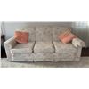Image 1 : Off White With Pink Floral Design 3 Seater Couch - Built In 1940's, Solid Wood 74Lx38Dx31H