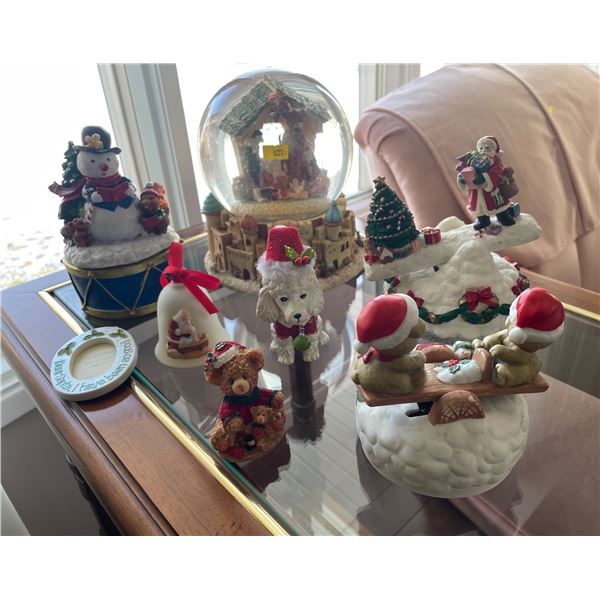 Assorted Ceramic Christmas Decor - 4 Music Boxes & More
