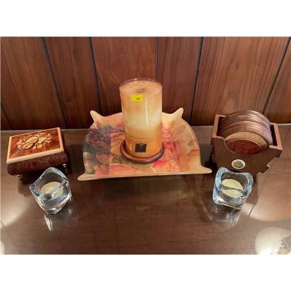 Assorted Inside Home Decor - Violin Music Box, Candles & More