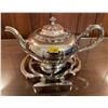 Image 1 : Prim Rose Silver Plated Tea Pot With Prim Rose Trivet 5Hx9W