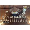 Image 1 : Assorted Collection Of Silver Plate Kitchenware - Includes Serving Tray With Lid, Goblets & Spoons