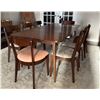 Image 2 : Mid Century Modern Teak 8 Person Kitchen Table & Chairs With 3 Leaf Inserts - With Leaf 74Lx38Wx30H