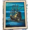 Image 1 : Arcylic On Canvas Haunted Ship Painting - Matted & Framed 30.5Lx38.5H