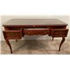 Image 2 : Vintage Cherry/Oak Executive Desk With Glass Protective Top 53.5Lx25.5Dx30H