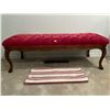 Image 1 : Vintage Velvet Tufted Fushia Hardwood Bench With Queen Anne Legs