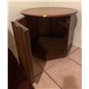 Image 2 : Vintage Art Deco Side Table With Cabinet Retro 26 inch Diameter x 21 Height