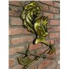 Image 2 : Vintage Trojan Knight Cast Metal Brass Wall Hanging Plaque 16Wx26H