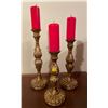 Image 1 : Vintage 3 Tiered Gold Candle Holders w/Candles 20H 17H, 15H