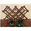Image 1 : Inside Home Decor, Wooden Wine/Bottle Rack/Holder with 2 Blue Mountain Pottery Vases