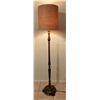 Image 1 : Vintage Mid-Century Teak Brown Lamp w/Fabric Shade 15L x 70H Has 3 Light Settings