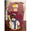 Image 2 : Christmas Decor - Wreath, & Decorative Ceramic Snowman Cookie Jar