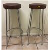 Image 1 : Brown Leather Vintage Retro Bar Stools x 2 - In Great Shape 32.5Hx14.5W