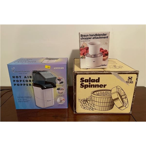 Assorted Collection Of Kitchen Items - In Original Packaging, Popcorn Popper, Salad Spinner & More