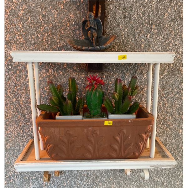 Home Gardening Decor With Shelf, Succulents, Ceramic Pots And More