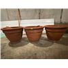 Image 1 : Set Of 3 Terra-Cotta Decorative Containers With Trays 14.5Lx11H