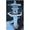 Image 1 : Decorative Asian Themed Cement Bird Bath With Decorative Hut 21Lx21Dx48H - Bricks Excluded