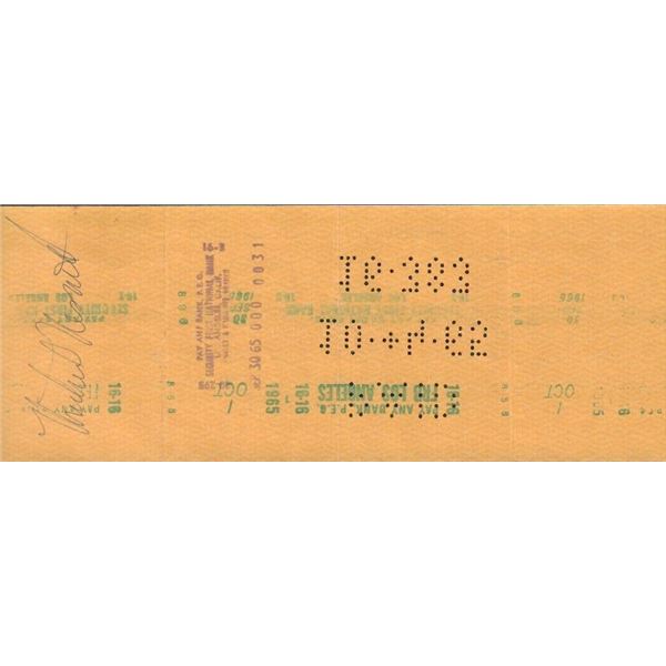 Michael Nesmith signed endorsed check Monkees