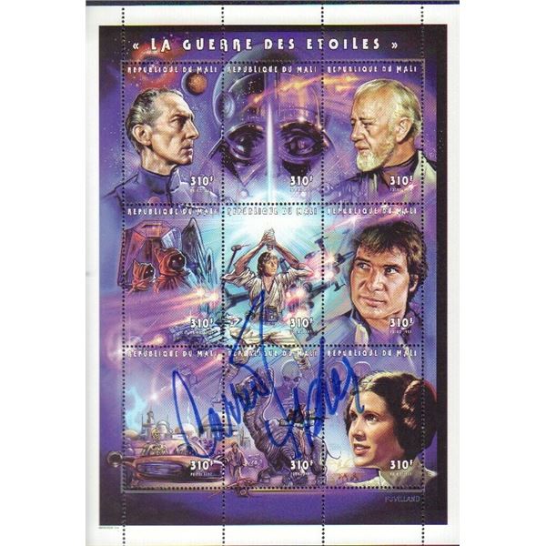 Carrie Fisher signed block of stamps Star Wars