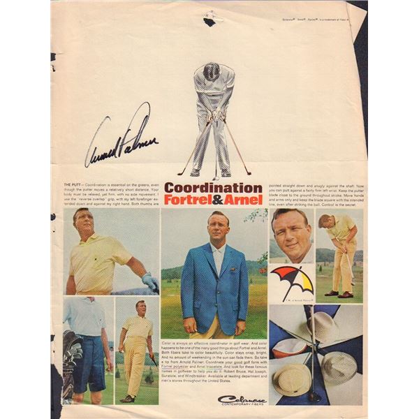 Arnold Palmer signed magazine page vintage