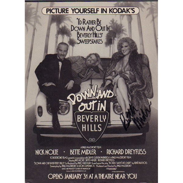 Bette Midler signed vintage page