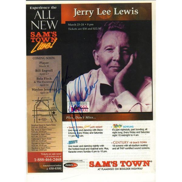 Jerry Lee Lewis signed advertisement
