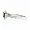 Image 5 : Platinum 1.51 ctw Square Step Cut Green Tourmaline Solitaire Ring w/ Diamond Hal