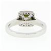 Image 6 : Platinum 1.51 ctw Square Step Cut Green Tourmaline Solitaire Ring w/ Diamond Hal