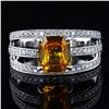 Image 1 : 2.13 ctw Orange Yellow Sapphire and 0.47 ctw Diamond 18K White Gold Ring