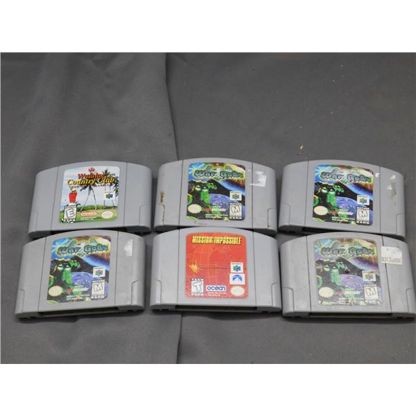 Lot of 6 N64 Games Just Cartridges War Gods, Walalae Country Club