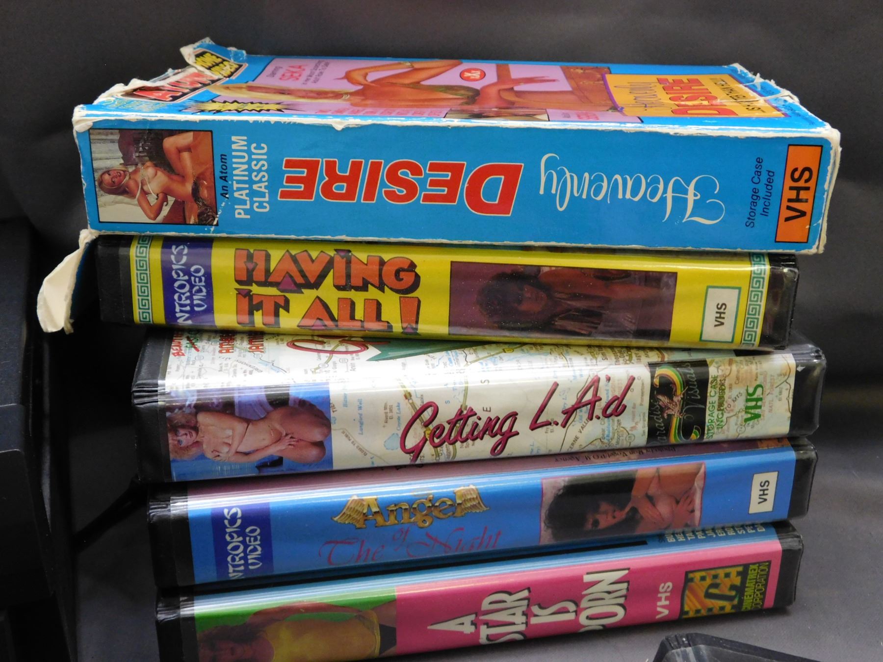 Lot Of 8 Vintage Adult Films VHS Tapes Circa 1980s And JVC VCR Hi Fi Lot Of 8 Vintage Adult Films VHS Tapes Circa 1980s And JVC VCR Hi Fi