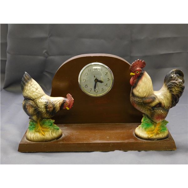 Vintage Hen & Rooster Electric Mantle Clock