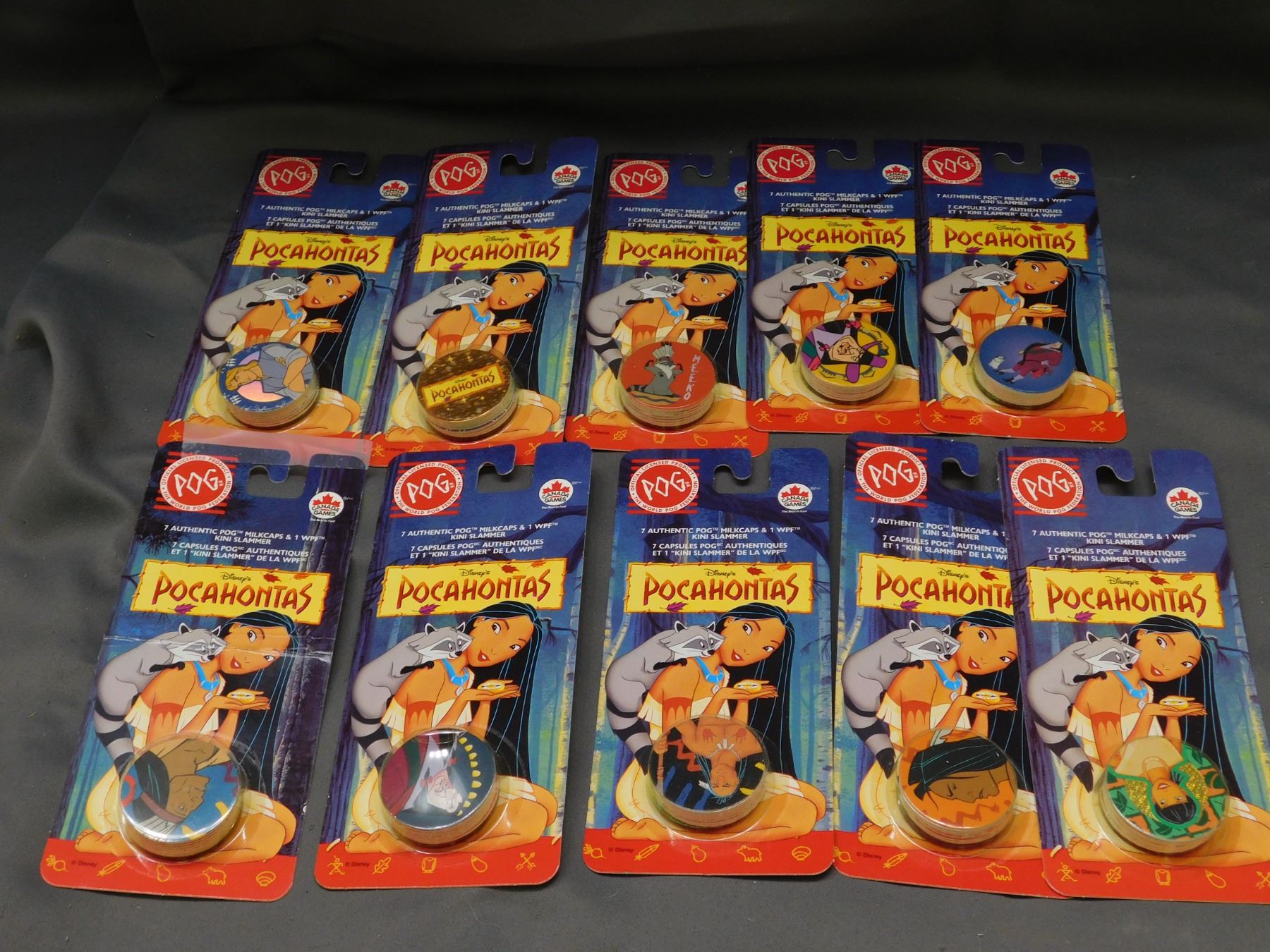 Lot of POG Pocahontas Canada Games 7 Authentic Pog Milkcaps & 1 WPF