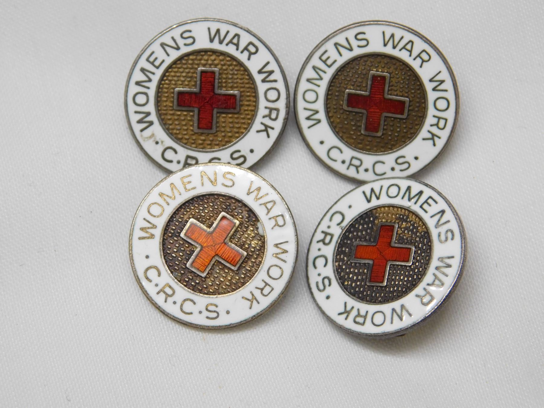 4 Sterling Silver CRCS Canadian Red Cross Society WWII Pins