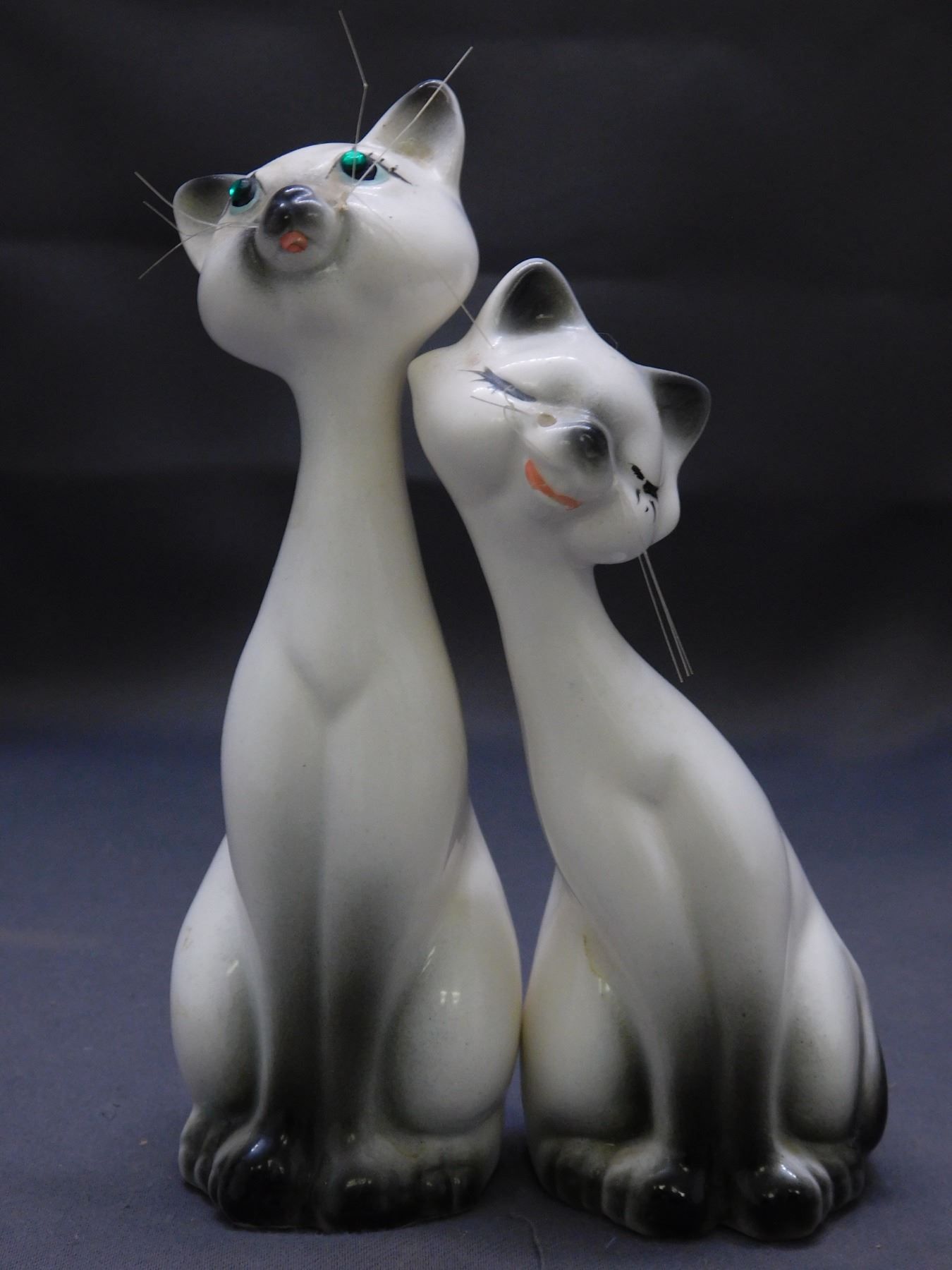 Pair of Porcelain Siamese Cats Salt and Pepper Shakers Made in Japan