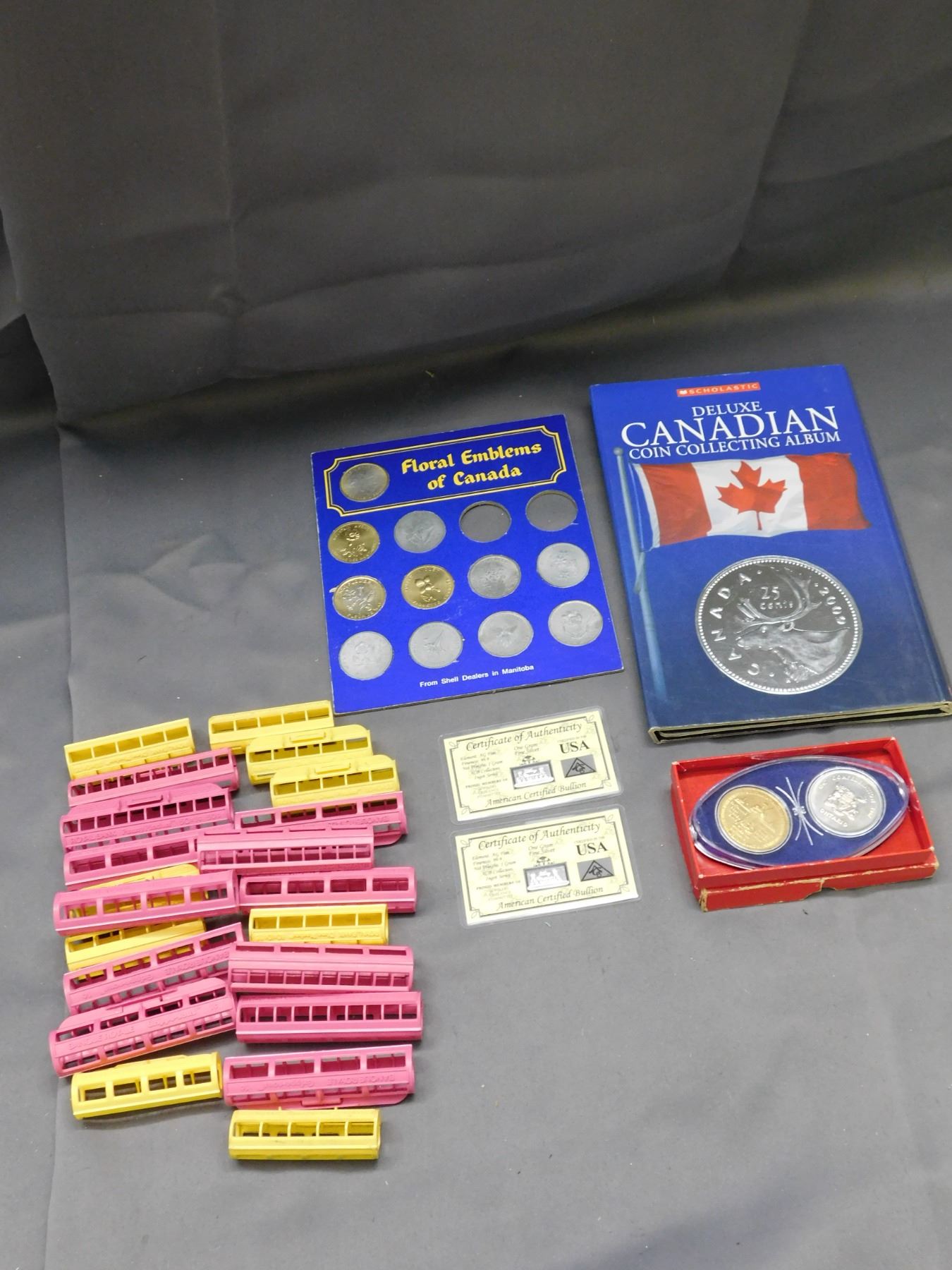 Lot of Coins and Coin Rollers, Floral Emblems of Canada, 1 Gram Fine