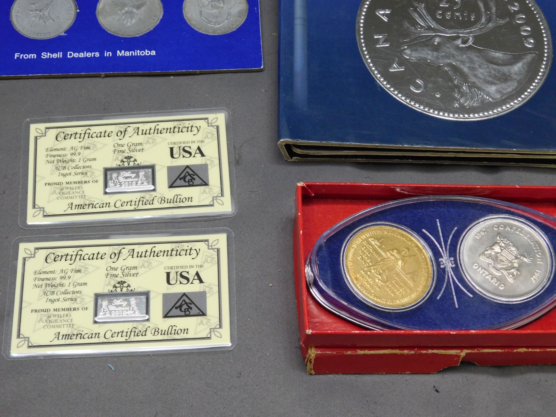 Lot of Coins and Coin Rollers, Floral Emblems of Canada, 1 Gram Fine