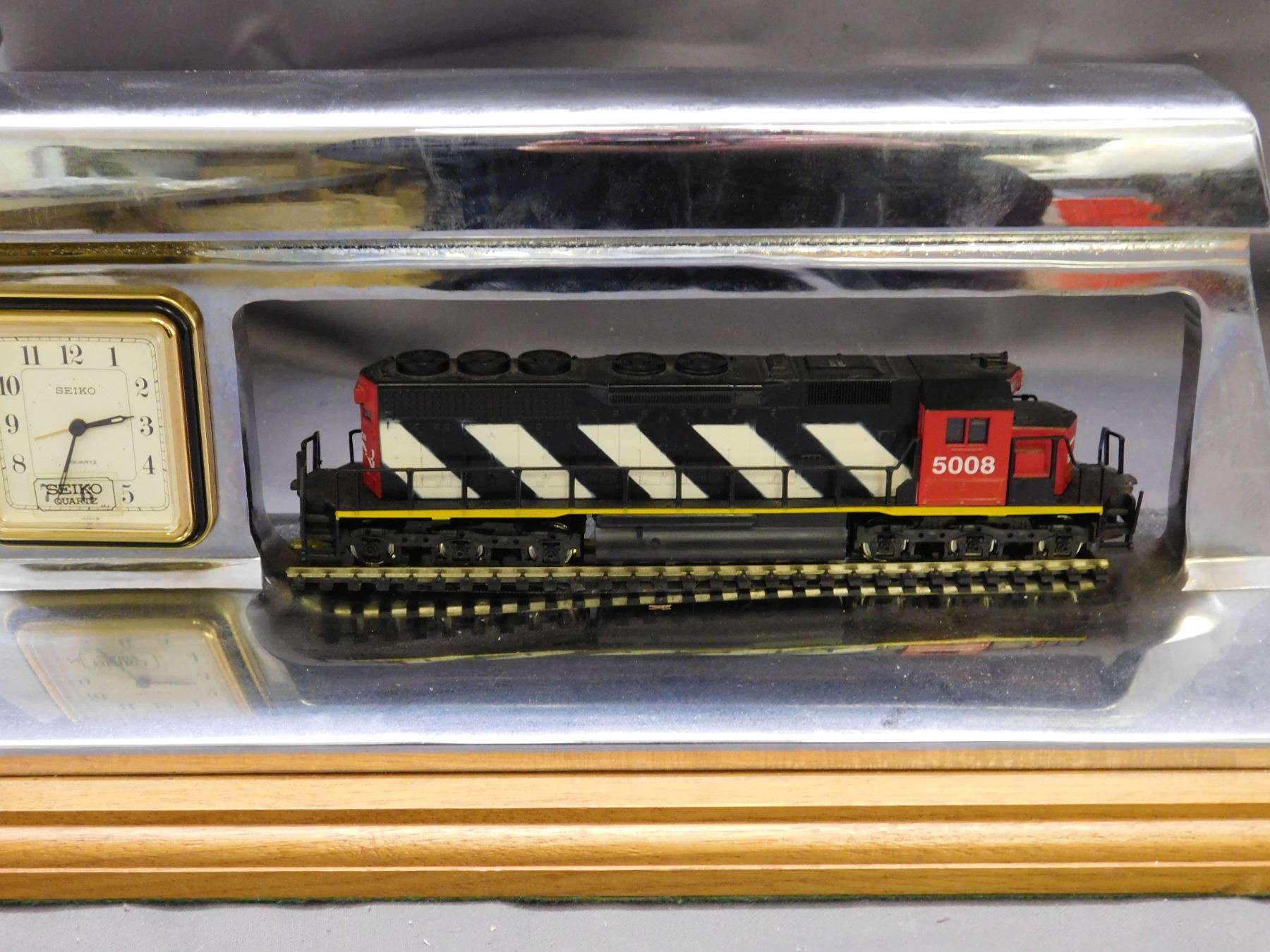 Authentic Railway Track Chrome Dipped Clock and HO Scale CN Train Diorama