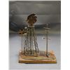 Image 1 : Blowtorch Metal Art Sculpture Windmill / Powerline Diorama 7"