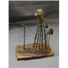 Image 3 : Blowtorch Metal Art Sculpture Windmill / Powerline Diorama 7"