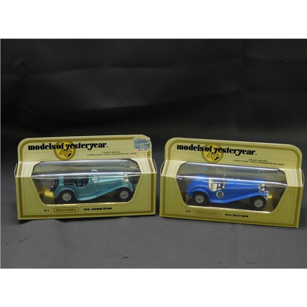 2pcs Matchbox Models of Yesteryear 1934 Riley MPH and 1936 Jaguar SS100 Die Cast Cars