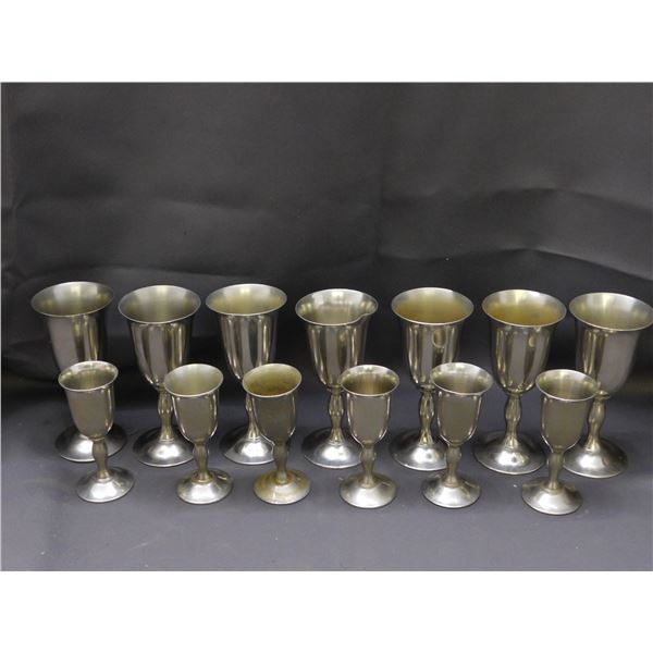 Lot of 13 Vintage Dutch Pewter Wine Goblets