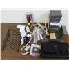 Image 1 : Junk Lot Household Electronics Outlets, Cord, CD Racks, Index Card Box, Travel Toiletries Bag
