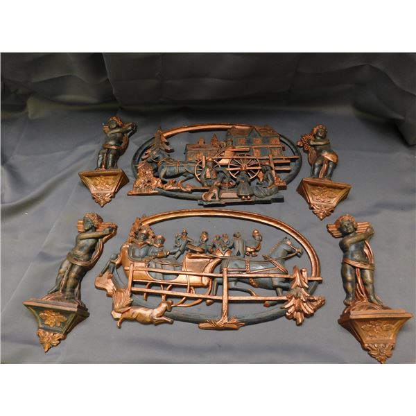 Syroco Dart Wall Decor Horse, Carriage, Cherubs