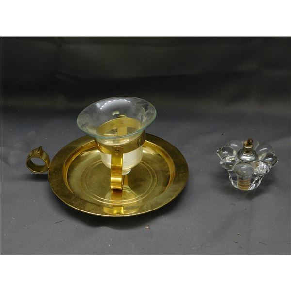 2pc Vintage Clear Glass Table Lighter Strikalite USA and Partylite Finger Lamp Candleholder