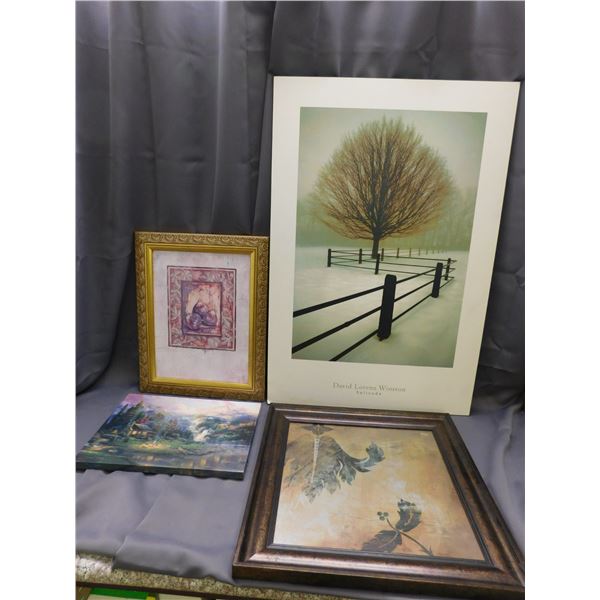 Lot of 4 Misc Stock Framed Artwork / Wall Decor David Lorenz Winston, Abstract, Kitchen, Landscape